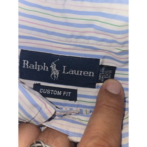 Ralph Lauren Mens Button-Down Shirt 15.5-32/33 Medium Custom Fit Striped - Picture 4 of 7